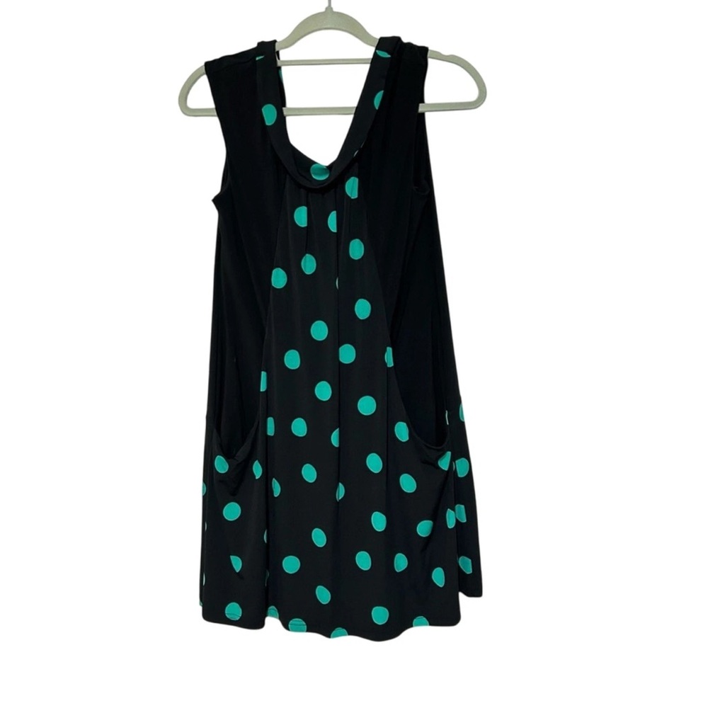 Joseph Ribkoff Black Turquoise Polka Dot Tank Dress Sample Size 8